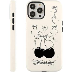 Case for iPhone 11 Pro Max [Compatible with MagSafe], Black Cherry Bow Phone Case for Teen Girl Women Kids Scratch Resistant Shockproof