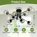 8 Light Glass Globe Ceiling Light Black Mid Century Flush Mount Sputnik Light Fixture Bubble Chandelier Living Room Farmhouse for Dining Room Kitchen Bedroom.