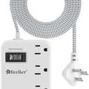 6 USB(2 USB C) Surge Protector Power Strip- 5Ft Travel Power Strip with 4.8A USB Charging Station and 4 Extendable Outlet, 13A Flat Plug Braided Extension Cord with Wall Mount for Travel Office Dorm