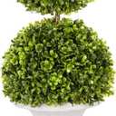 Artificial Boxwood Topiary Ball in Urn Container, 20" Topiary Centerpiece for Home Dcor, Mini Fake Plant Greenery Arrangement