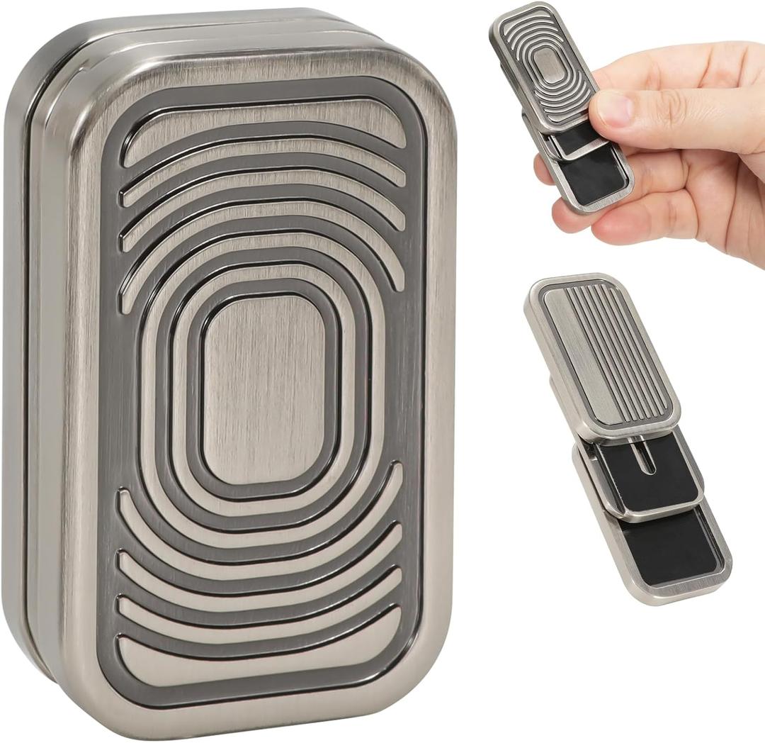 Magnetic Fidget Slider 3 Layer, Fidget Toys Adults for Stress Relief ADHD Anxiety with Click Sound, Portable Desk Fidget Gadget, Gifts for Boyfriend Husband Father (Silver)