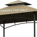 Grill Gazebo Replacement Canopy Top - AONEAR 5'x8' Outdoor BBQ Tent Roof Cover Double Tiered Outdoor Grill Shelter Fit for Model L-GG001PST-F (Khaki)
