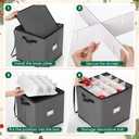 CHENGU 2-pack Christmas Ornament Storage Stores up to 64 Christmas Ball Accessories Holder with Adjustable Dividers, Zippered Closure Two Handles for Holiday Ornaments and Xmas Decorations(Grey)