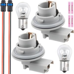 Rear Bumper Lamp Socket, Tail Fog Light Holder Connector with Wiring Harness Pigtail Plug and Lamp Bulb for Volvo XC60 2009-2013 Replace OE 31265953 2PCS