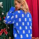 Ugly Christmas Sweater Soft Lightweight Warm Pullover Holiday Chunky Christmas Sweaters Tops Vintage Stylish (Small, 06-women-blue-tree)