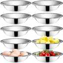 Okllen 10 Pack Small Stainless Steel Bowls, 6 1/2 Inch Wide Kitchen Metal Bowl with Flat Base, 3/4 Quart Prep Bowls for Meal Prep, Cooking, Serving, Baking