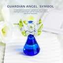 HDCRYSTALGIFTS 3.5'' Blue Crystal Guardian Angel Figurine,Glass Christmas Angel Ornaments Statue Gifts for Women, Art Collectible Figurines for Home Decor