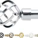 gb Home Collection Adjustable Silver Curtain Rods for Windows 48 to 84 Inch (4-7 Feet), Silver Curtain Rod for Bedroom (48-84 inches)