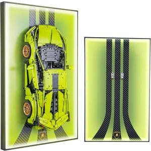 Display Wallboard for Lego Technic 42115 Lamborghini Sián FKP 37 Race Car, Display Wall Mount with Led Lights, Home Decor Adult Collectibles Wall Mount, Gift for Car Model Collectors(No Car Included)