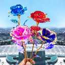 20PCS Small Artificial Colorful Rose Flowers Galaxy Rose Crystal Flower Gifts for Wedding, Mother' s Day Memorable Days Birthday Valentine's Day, Color C