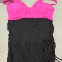 SUUKSESS Women Sexy One Piece Swimsuit Tummy Control Bathing Suit Mesh Swimdress (Medium, 126 Hot Pink Black)