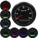 85MM RPM Tachometer Gauge 6000RPM Automotive Replacement Tachometers 0-6000 RPM Tacometro Meter LED for Car Auto Boat Truck Tachometer Gauge 7 Colors Backlight 9-32V 3-3/8" (Black)
