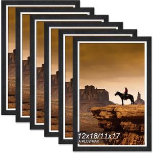 A PLUS MAX 12x18 Picture Frame Set of 6 Black Light Weight Wall Mount

12 x 18 Inch Black Wood-grain Engineered Wood Material Frame for 12by18 Rectangular Photo Poster - 6 Packs/Black/12x18
