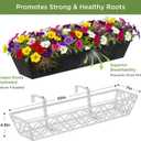 HFHOME 4 Pack 30 Inch Railing Planter Boxes with Adjustable Brackets & Non-Woven Fabric Liner Adjustable Gray Metal Window Box Planter for Balcony Deck Fence, Hanging Flower Basket for Outdoor Garden