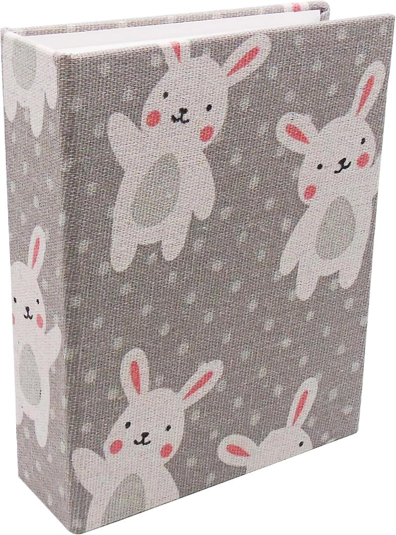 Small Photo Album for Kids, 100 Pockets 4x6 Bookshelf Baby Picture Album, Slip-in Linen Cover Photo Book for Family(Bunny) (Rabbit)