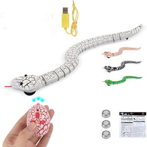 Remote Control Snake Toy RC&Robot Electric Snake Toy Fast Moving of Fake Rattlesnake Christmas Halloween Toys Party Favor Gifts Joke Prank for Kids Boys(White)