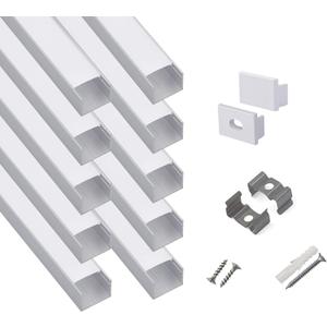 hunhun 10-Pack 3.3ft/1Meter Plus-Size U Shape LED Aluminum Channel System with Milky Cover, End Caps and Mounting Clips, Aluminum Profile for LED Strip Light, Special for Philips Hue Strip