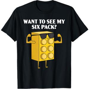 Want to See My Six Pack Bricks Lover Master Builder T-Shirt Medium