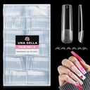 UNA GELLA Nail Tips Sqaure Extra Long Tapered Sqaure Nail Tips 504pcs XXL Clear Fake Nails Full Cover Square Gel Tips for Acrylic Nails Tips for Press on Nail Extensions Home DIY Salon 12 Sizes