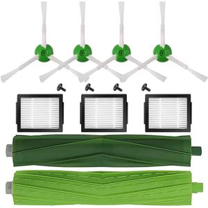 DLD 1 Set of Multi-Surface Rubber Brushes +3 HEPA Filters +6 Edge-Sweeping Brushes Replacement Parts for iRobot Roomba i7 i7+/i7 Plus E5 E6 Vacuum Cleaner Set