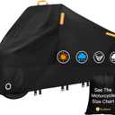 300D Heavy Duty Motorcycle Cover - All Season Waterproof Outdoor Protection with Lock-Holes, Night Reflective & Storage Bag Fits up to 86.6" Cruiser, Touring, Sportbike, Dirt Bike, Scooter