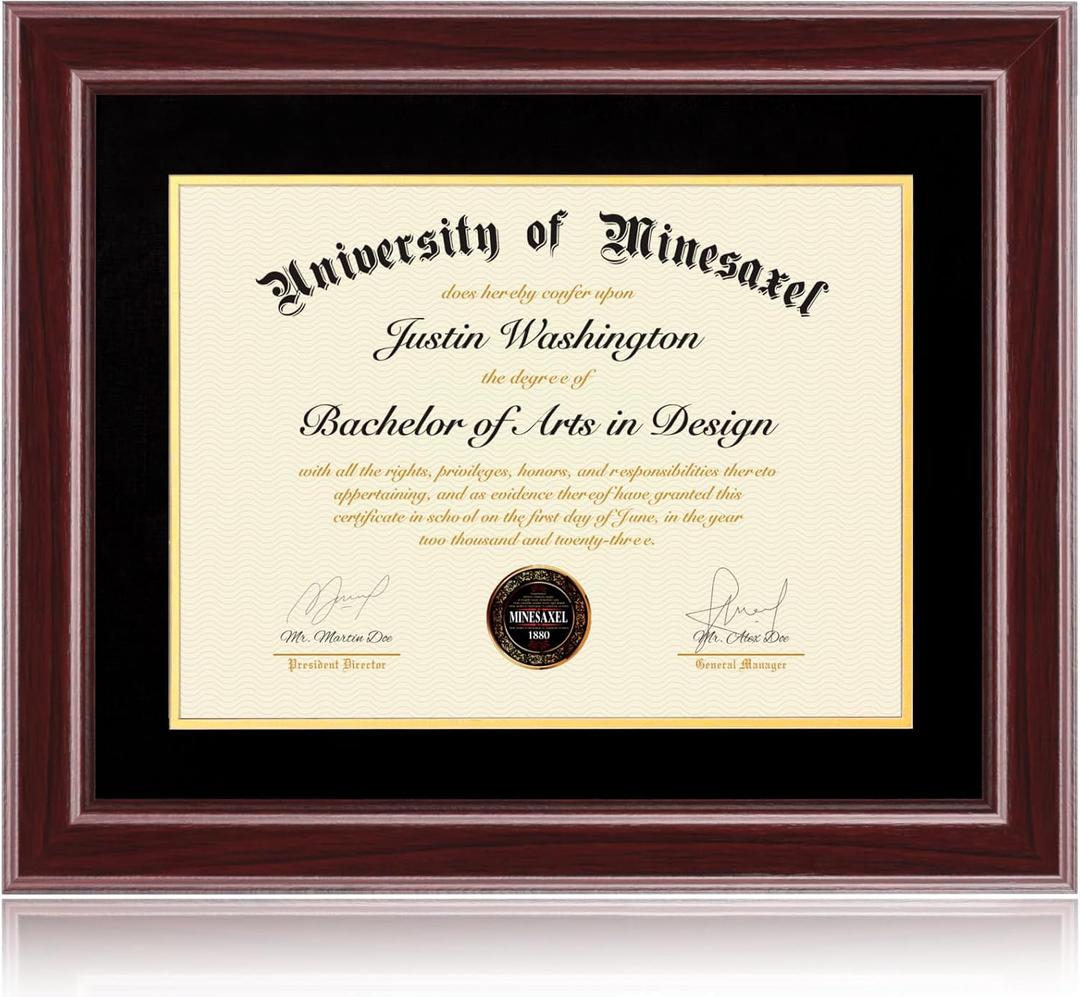 16x20 Diploma Frames 12x16 with Black Mat - Cherry Red Wood Finish | Shatter-Resistant Glass | for Wall Mounting | Gift for Graduations & Professional Certificate (1 Pack)