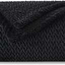 NEWCOSPLAY Super Soft Twin Blanket Black Premium Silky Flannel Fleece Leaves Pattern Lightweight Bed Blanket All Season Use, Black, Twin, 60"x80"