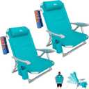 #WEJOY Beach Chair for Adults, Reclining Adjustable Position,Lay Flat Lightweight Folding Portable Aluminum Chair with Backpack Straps,Padded headrest, Heavy Duty 400 lbs Lawn Chair for Beach, 2 Pack