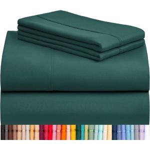 LuxClub 4 PC Queen Sheet Set, Breathable Luxury Bed Sheets, Deep Pockets 18" Wrinkle Free Cooling Sheets Machine Washable Hotel Bedding Silky Soft - Emerald Queen