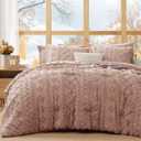 WRENSONGE King Size Comforter Set with Sheets - 7 Pieces Rusty Pink Tufted Bed in a Bag King Shabby Chic Bedding Sets with 1 Comforter, 2 Sheets, 2 Pillowcases & 2 Shams
