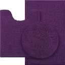 HOMEIDEAS 3 Pieces Dark Purple Bathroom Rugs Set, Ultra Soft Non Slip Bath Rug and Absorbent Chenille Bath Mat, Includes U-Shaped Contour Rug, Bath Mat and Toilet Lid Cover, Perfect for Bathroom Floor (20"x32"+U 20"x24"+Cover 18"x21")