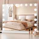 Hollywood Vanity Mirror with Lights, 31.4" x 23.6" Makeup Mirror with 18 LED Dimmable Bulbs, 3 Color Modes, 10X Magnification, USB Charging Port Touch Control
