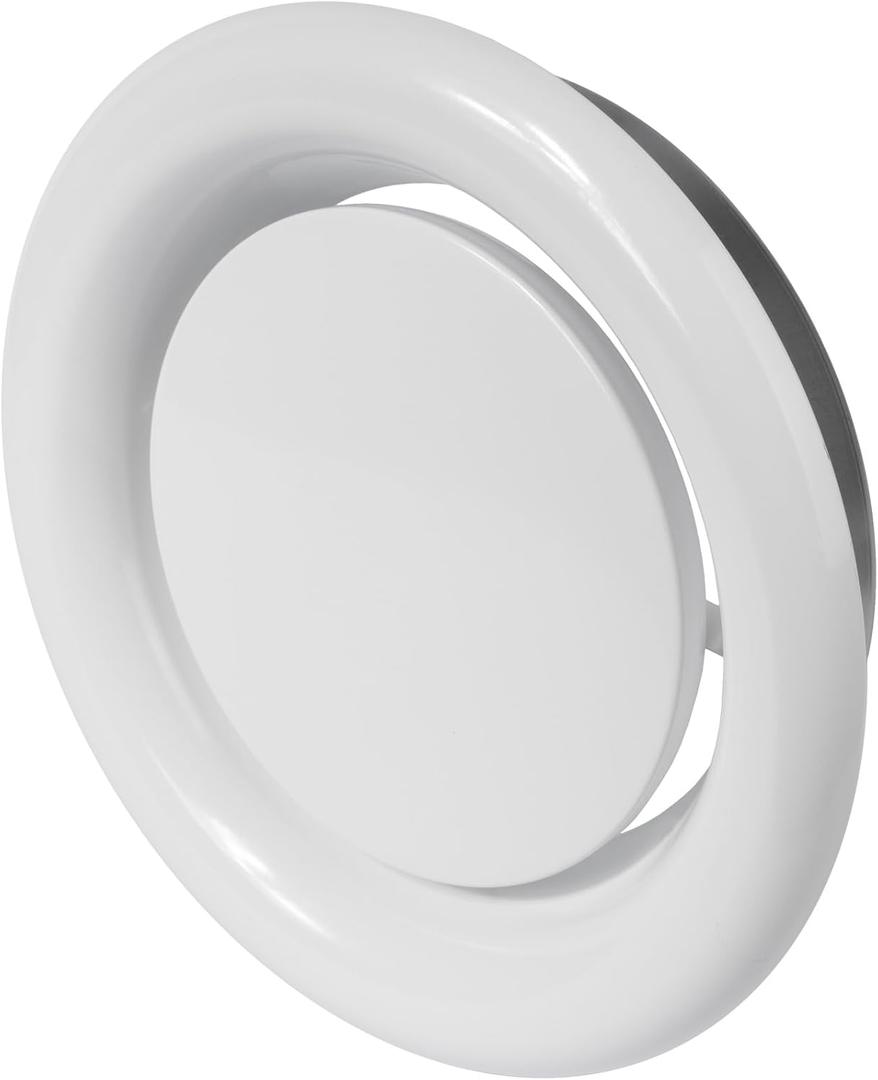 Repa Market 8" Inch White Steel Exhaust Diffuser with Flange - Soffit Vent Grille - Adjustable Valve for Optimal Airflow - Quiet Duct Air Extraction - Indoor Ventilation - Round Duct Cover