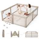 Sweeby Baby Playpen, 59x59 Inch Baby Gate Playpens for Babies and Toddlers, Extra Large Playpen with Door Play Yard for Fence Indoor and Outdoor Play Pen, Oat Khaki