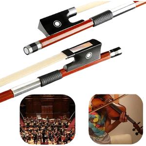 AMZZ Professional 4/4 Full Size Violin Bow - Brazilwood with Ebony Frog & White Horsehair for Adults and Student (4 4 Violin Bow Size)