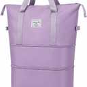 Expandable Rolling Travel Bag with Detachable Wheels, Purple, Approximate bag-body heights are 11.8, 18.5 and 24.8 inches, excluding handles and wheels. The base is 15.7 inches wide and 8.7 inches deep