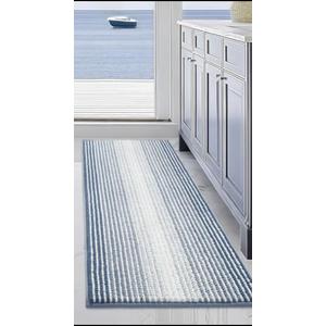 BSICPRO Bathroom Rug Thick Absorbent Chenille Non Slip, Soft Shaggy Floor Mat Machine Washable (Fog Blue, 20" x 47")