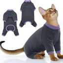 PUMYPOREITY Sticky Hair Cat Clothes, Prevent Hair Loss Cat Pajamas, Soft Cat Sweaters for Cats Only, Cat Hair Sticky Onesie, Cat Recovery Suit After Surgery, Black, M
