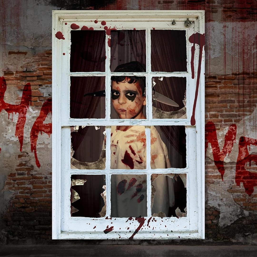3 x Halloween Window Curtains, 31.5 * 47.2" Scary Halloween Window Decorations, Boy Ghost Decor for Indoor Outdoor Party Wall Door, with Hanging Accessories 3 x Halloween Window Curtains, 31.5 * 47.2" Scary Halloween Window Decorations, Boy Ghost Decor for Indoor Outdoor Party Wall Door, with Hanging Accessories