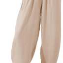 EVALESS Women's High Waisted Wide Leg Palazzo Trousers (Beige, M)