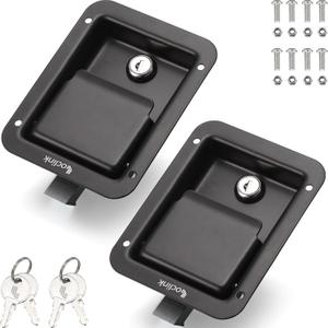 Black Truck Tool Box Lock Replacement kit, Stainless Steel Paddle Latch for Truck Bed Toolbox Handle, Trailer Door, RV, Camper, ATV, UTV, 5.85" L x 4.25" W with Keys, 2PC