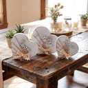 Yookeer 3 Pcs Valentines Heart Decorations Rustic Wood Table Signs Boho Jute Rope Bow Love Sweet Wood Tiered Tray Decor Farmhouse Wooden Block Set for Valentines Day Party Home Table Decorations