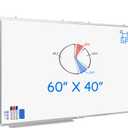 White Board Dry Erase 60x40, Large Magnetic Whiteboard Maxtek Dry Erase Boards for Wall, Aluminum Presentation Wall-Mounted Marker Board with a Long Pen Tray for School, Classroom, Office & Home