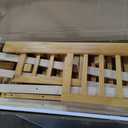 PVWIIK Full Size Floor Bed with Fence and Door,Rubber Wood Floor Bed w/Safety Guardrails/Near The Ground,Easy to Assemble & No Box Spring Needed, Natural