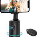 Auto Face Tracking Tripod, 360 Rotation Body Phone Camera Mount Smart Shooting Holder with Remote Selfie Stick, No App, Gesture Control, for Vlog, Tiktok (Black)