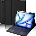 Hamile for iPad Air 13-inch Case Keyboard (M3/M2) - Magnetic Wireless Keyboard with Multi-Touch Trackpad 7 Colors Backlit Stain Proof Folio Cover for iPad Pro 12.9 6th 5th 4th 3rd Generation - Black