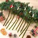 24 Pcs Christmas Olive Green Long Velvet Bow 19.3 Inch Christmas Velvet Bow with Wooden Bead Ornaments Hanging Decor Vintage Xmas Ornaments for Trees Wreaths, Gifts Home Garland Decor Outdoor Indoor