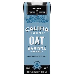 Califia Farms - Oat Barista Blend Oat Milk, 32 Oz, Dairy Free, Vegan, Plant Based, Gluten Free, Non GMO, Milk Frother, Coffee Creamer (32 Fl Oz (Pack of 1)) BB: 02 APR 2026