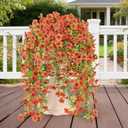 6 Bundles Artificial Fall Flowers for Outdoors Fake Plants Garden Home Fall Decor,UV Resistant Realistic Silk Faux Autumn Flower Indoor Outside Front Porch Patio Balcony Yard Farmhouse(Orange)