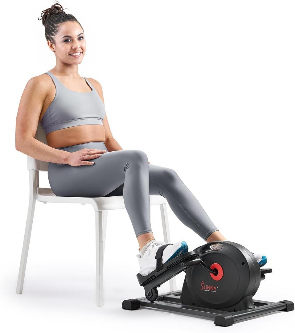 Sunny Health & Fitness Under Desk Pedal Elliptical Machine, Adjustable Resistance Leg Exerciser Office Home Workout While Sitting for Seniors